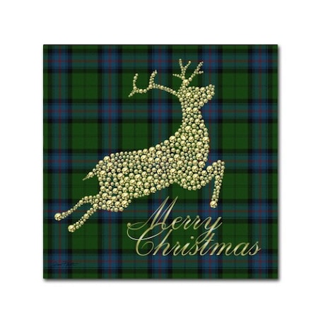 Jean Plout 'Merry Christmas Plaid Gold' Canvas Art,14x14